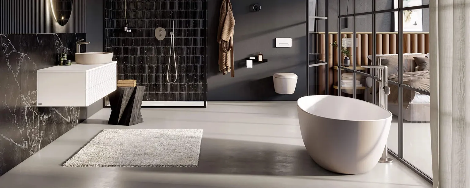 Modernes Badezimmer mit Badewanne und Dusche