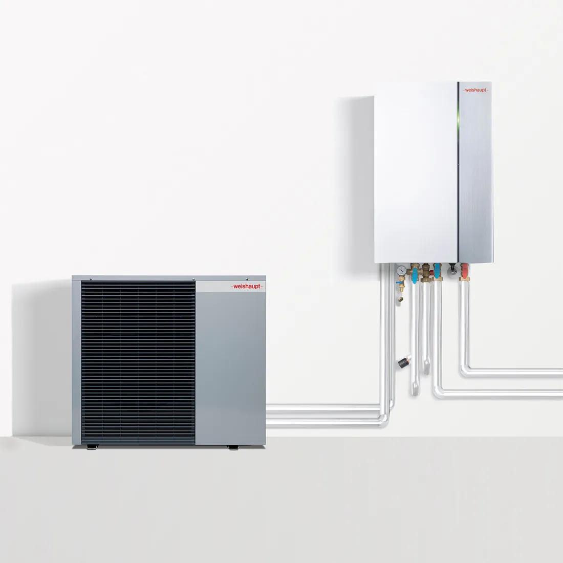 Weishaupt Wärmepumpe mit Innengerät und Außeneinheit